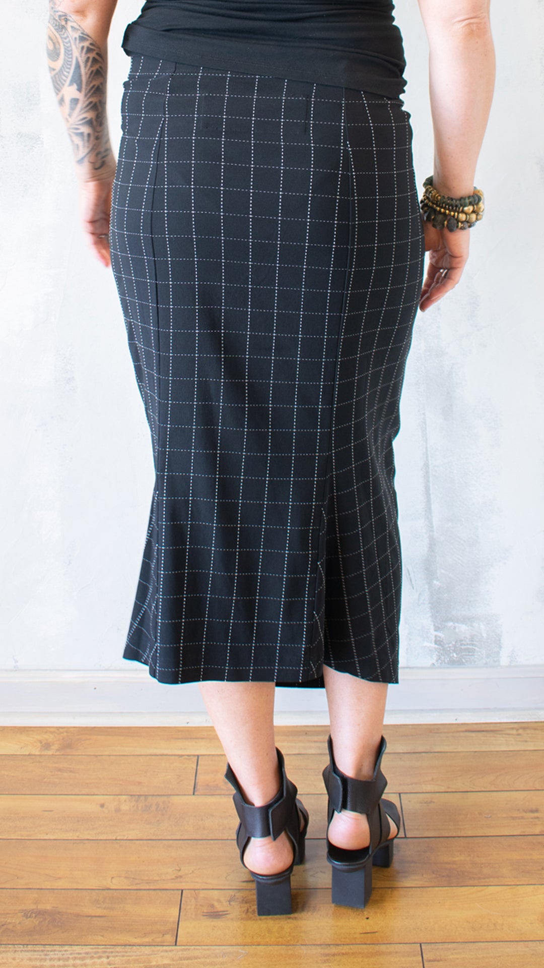 Check Skirt in Black