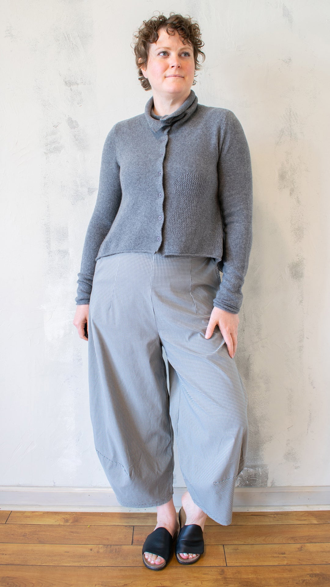 Check Barrel Leg Pant