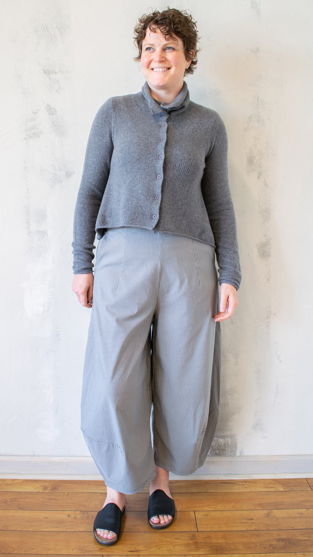 Check Barrel Leg Pant