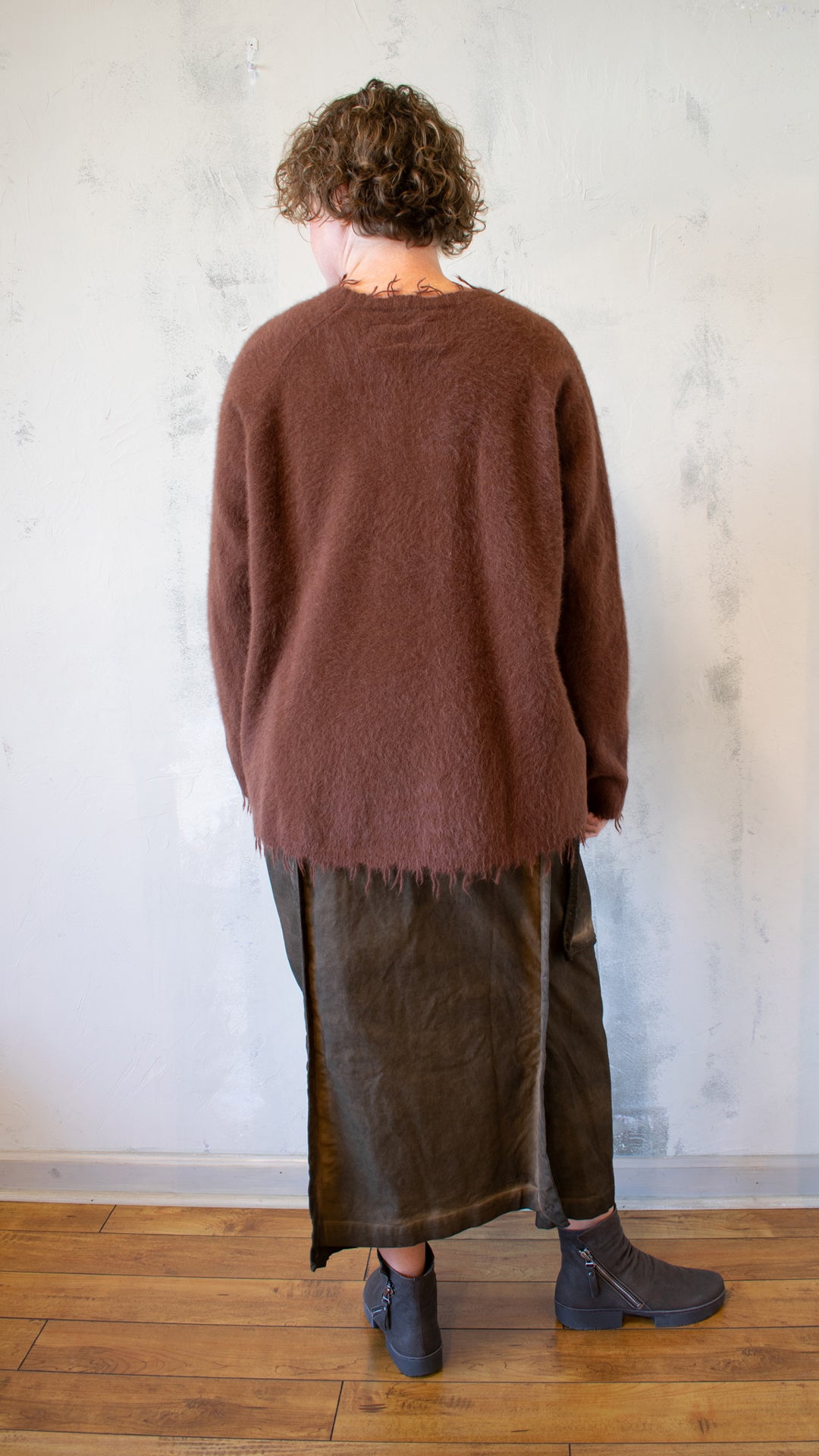Fox, Silk and Wool Knit Sweater in Henna