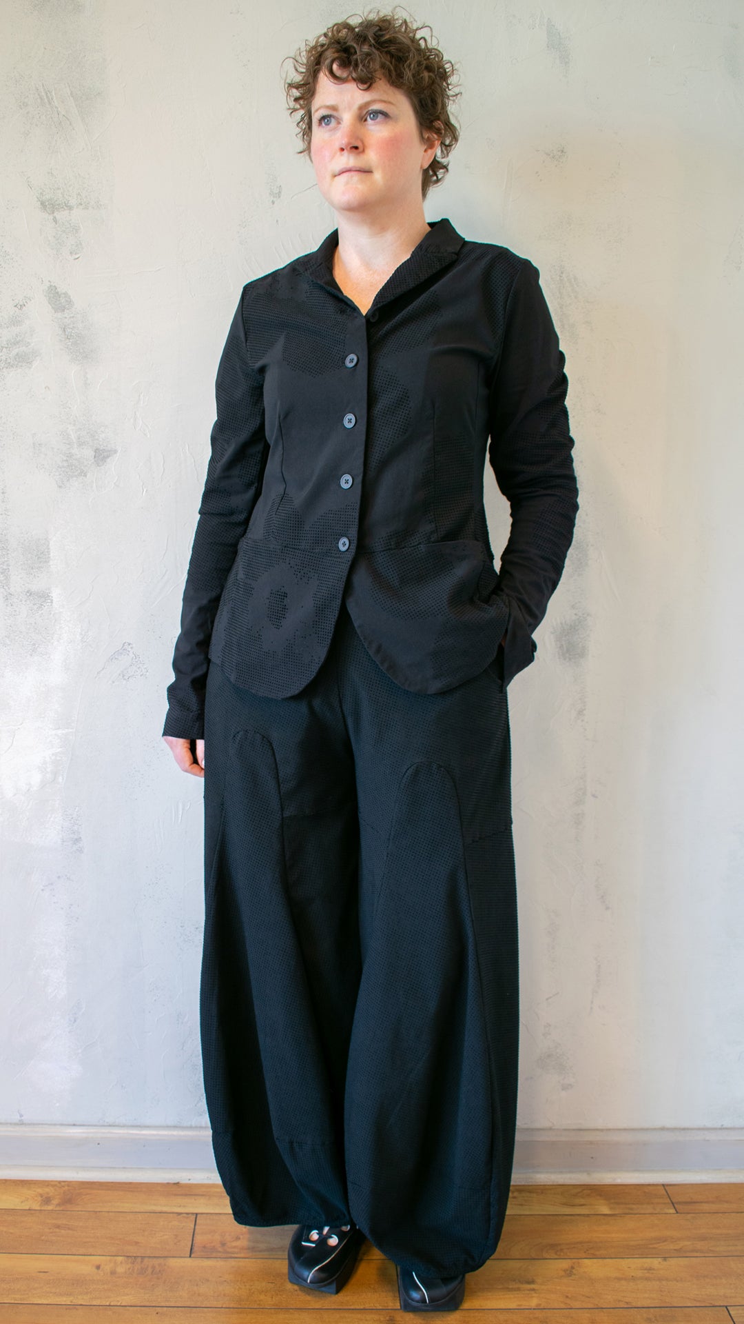 Fitted Micro Velvet Dot Poppy Jacket