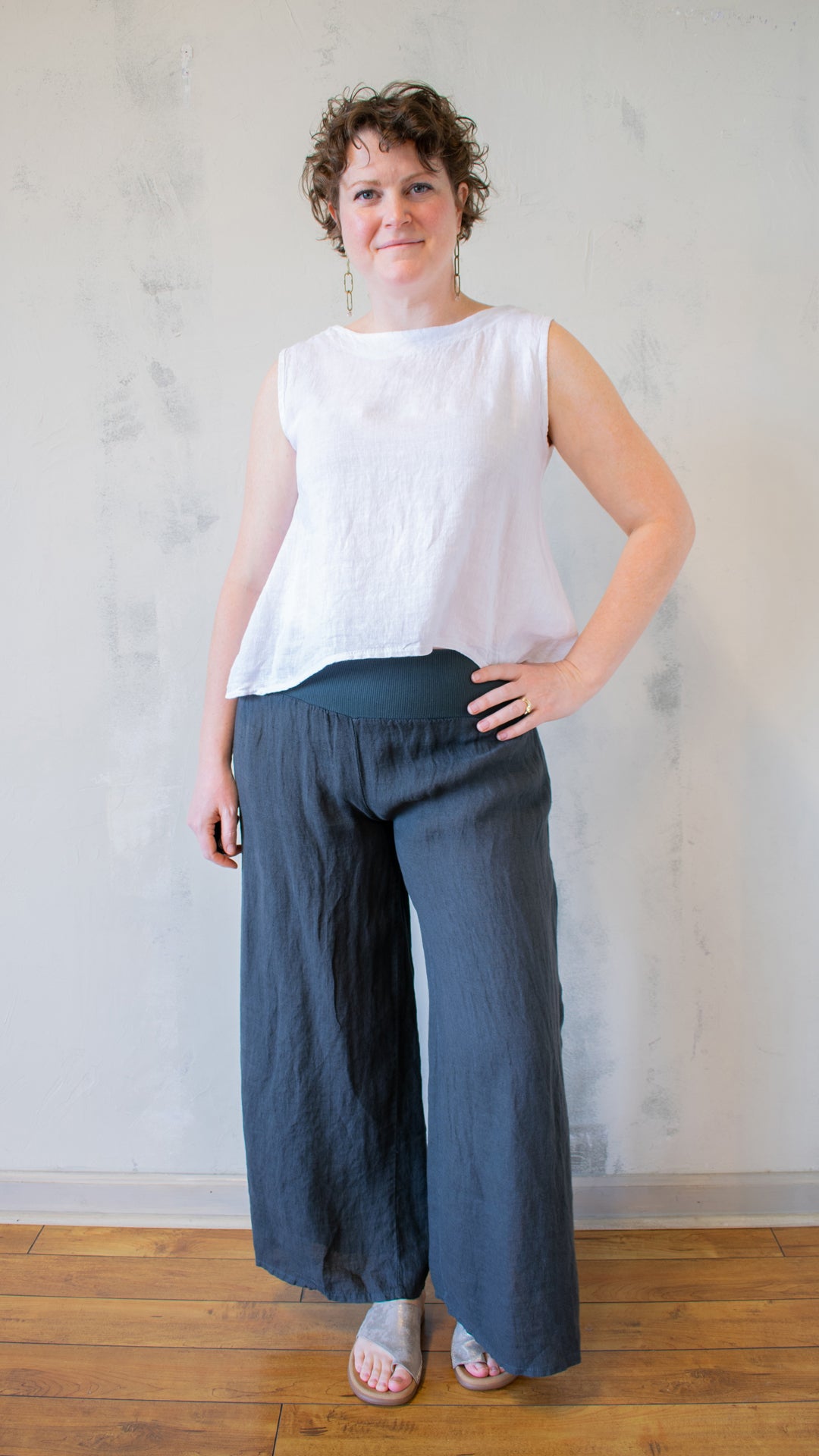 Ribbed Waist Side Slit Pants (Multiple Colors)