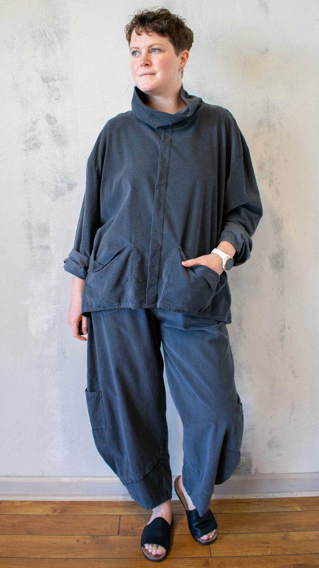 Corduroy Cowl Neck Top (Multiple Colors)