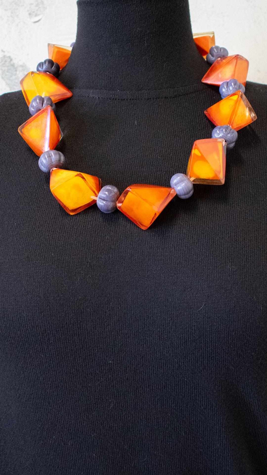 Lucite and Glass Bead Necklace