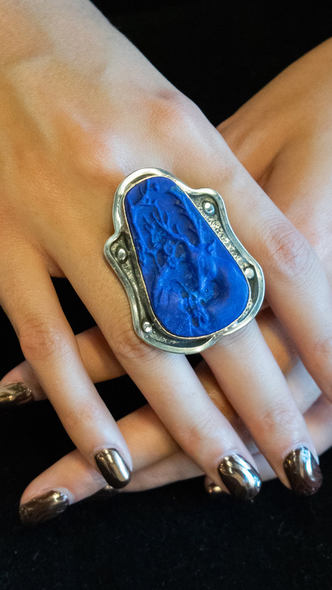 Carved Lapis Ring