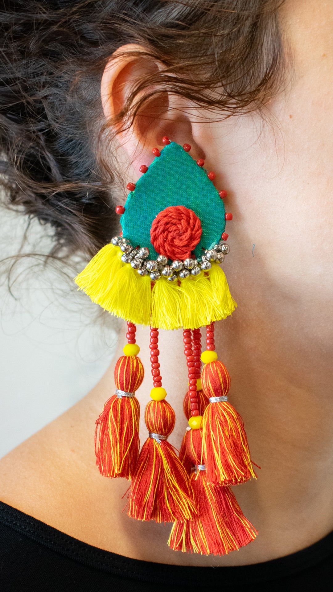 Indian Tassel Clip On Earrings