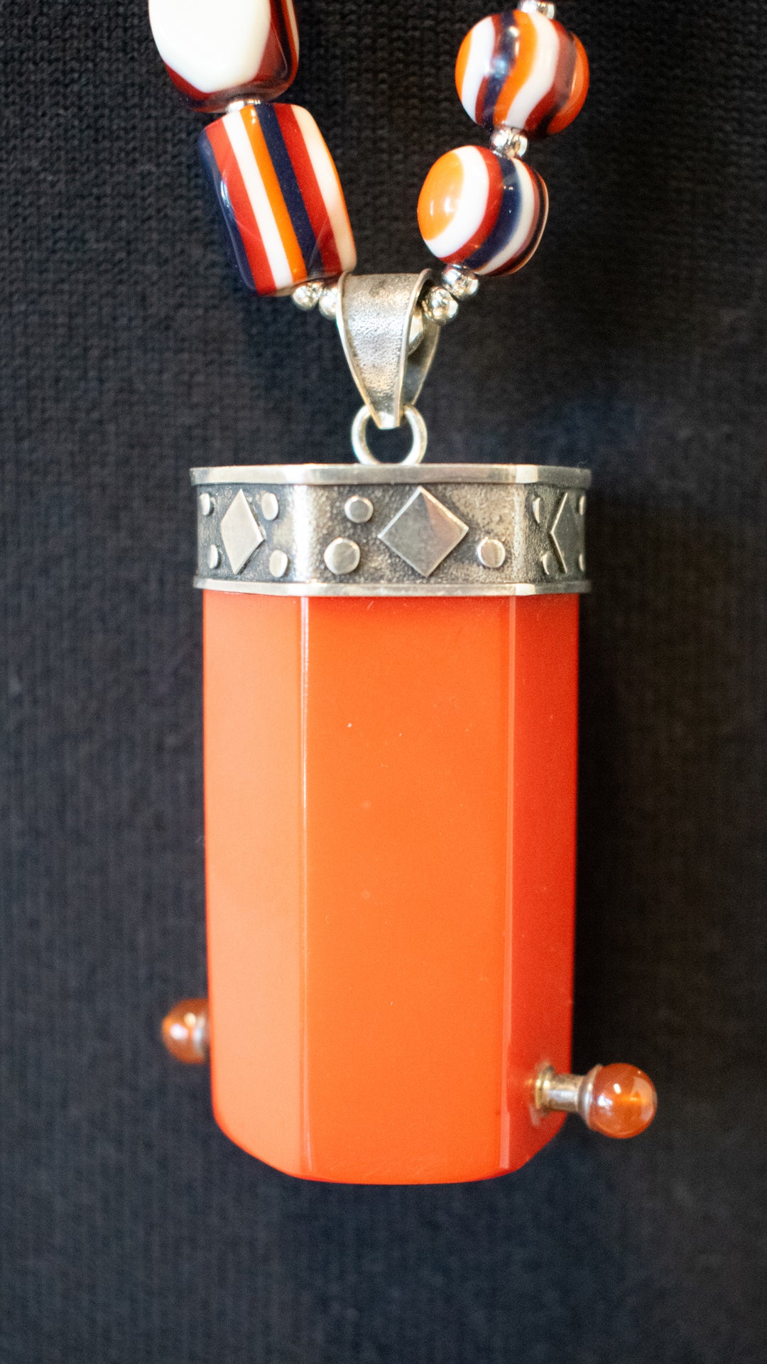 Bakelite Handle Pendant with Resin Beads Necklace