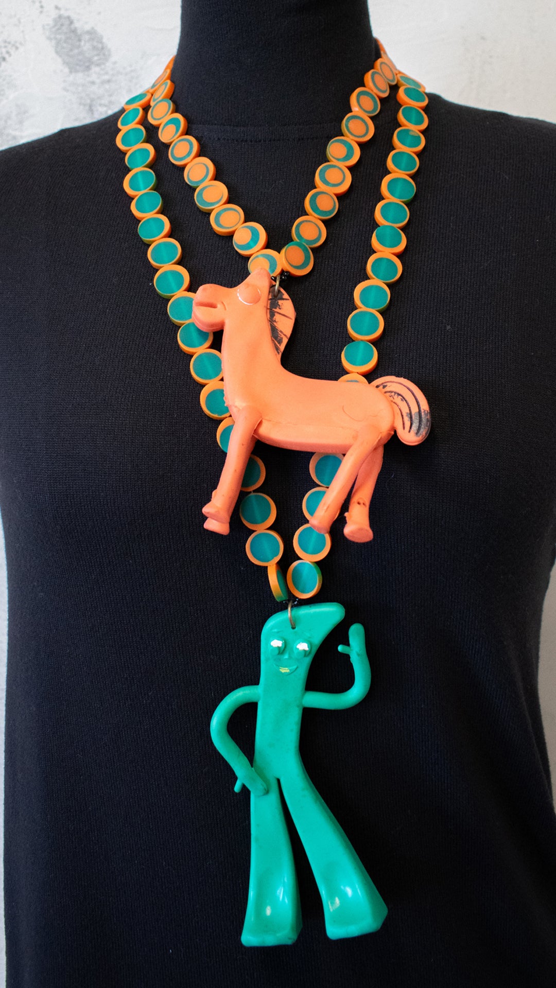 Vintage Gumby and Pokey Necklace