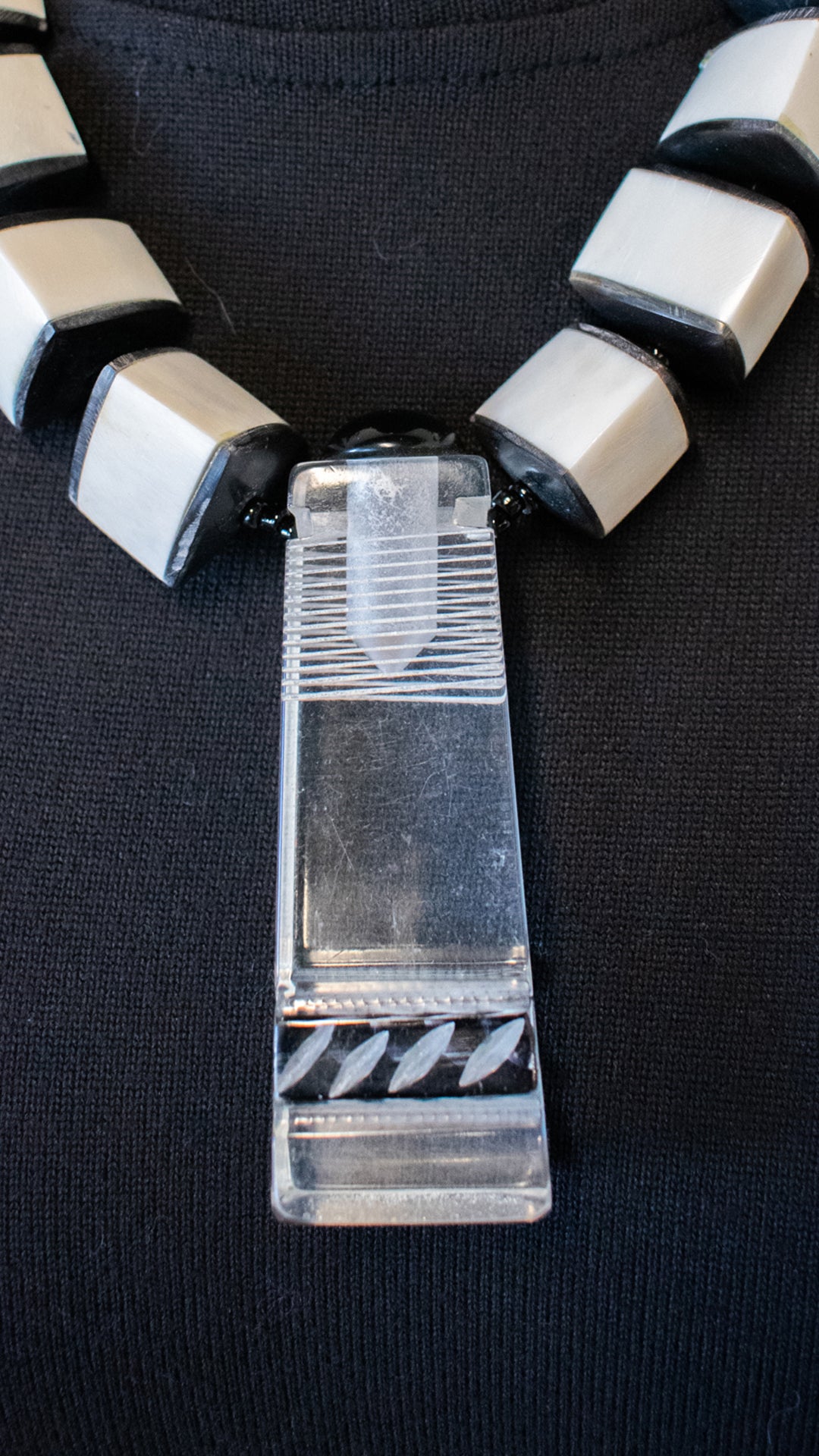 Lucite Umbrella Handle with Bone Necklace