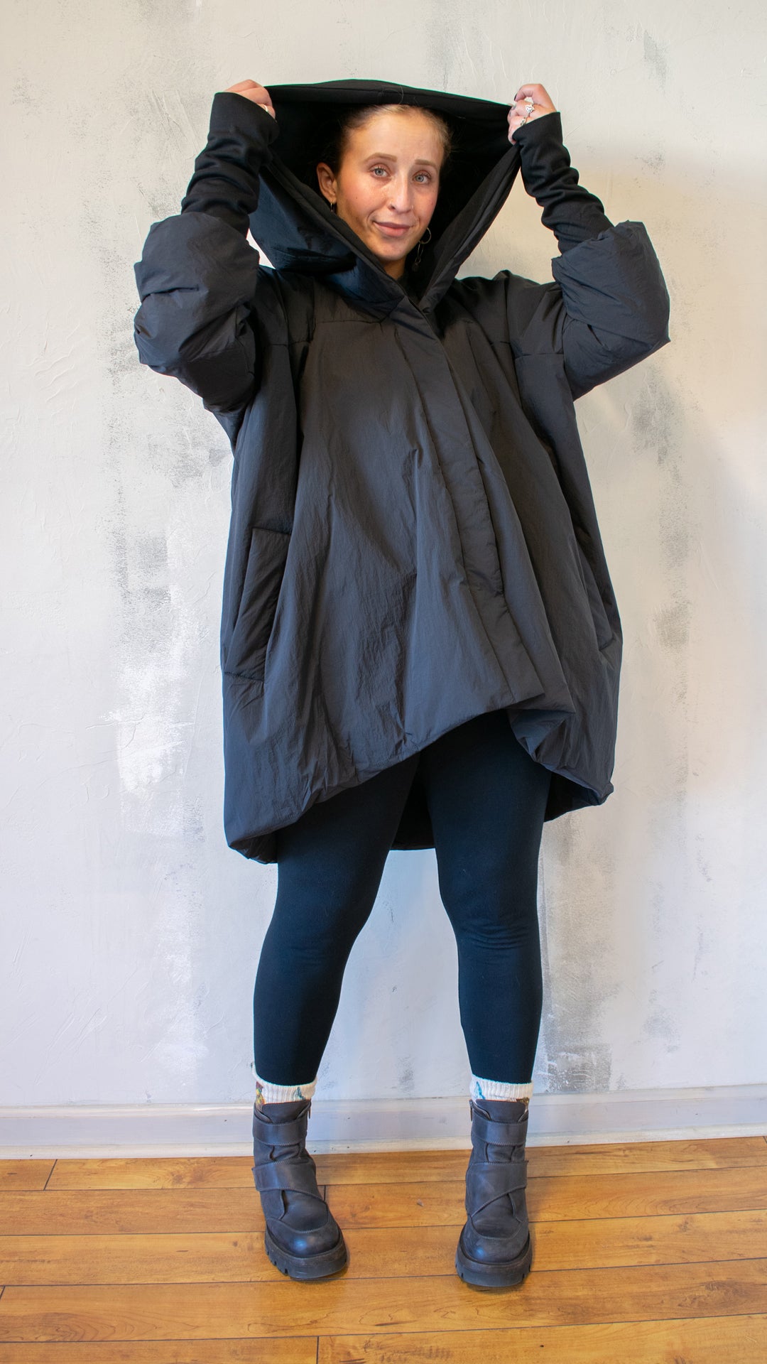 Piumino Midi Coat in Black