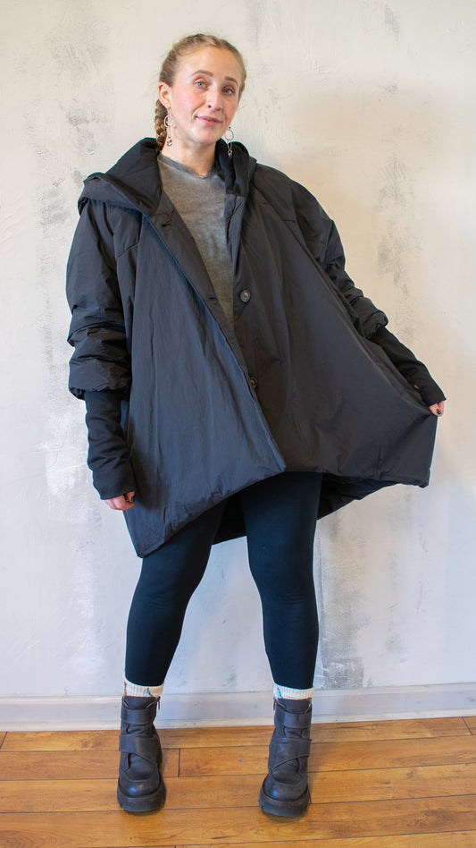Piumino Midi Coat in Black