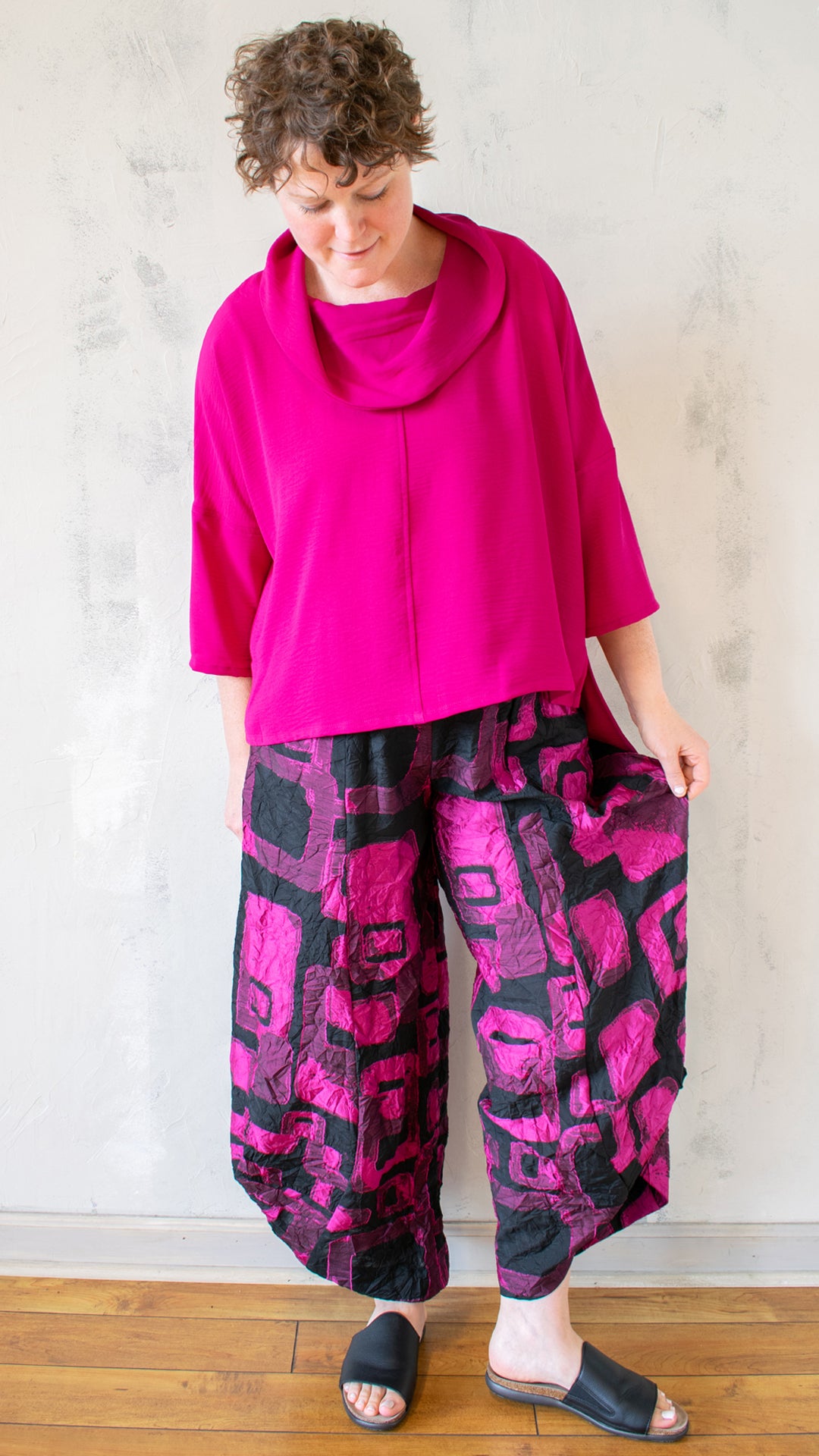 Cowl Neck Top in Fuchsia