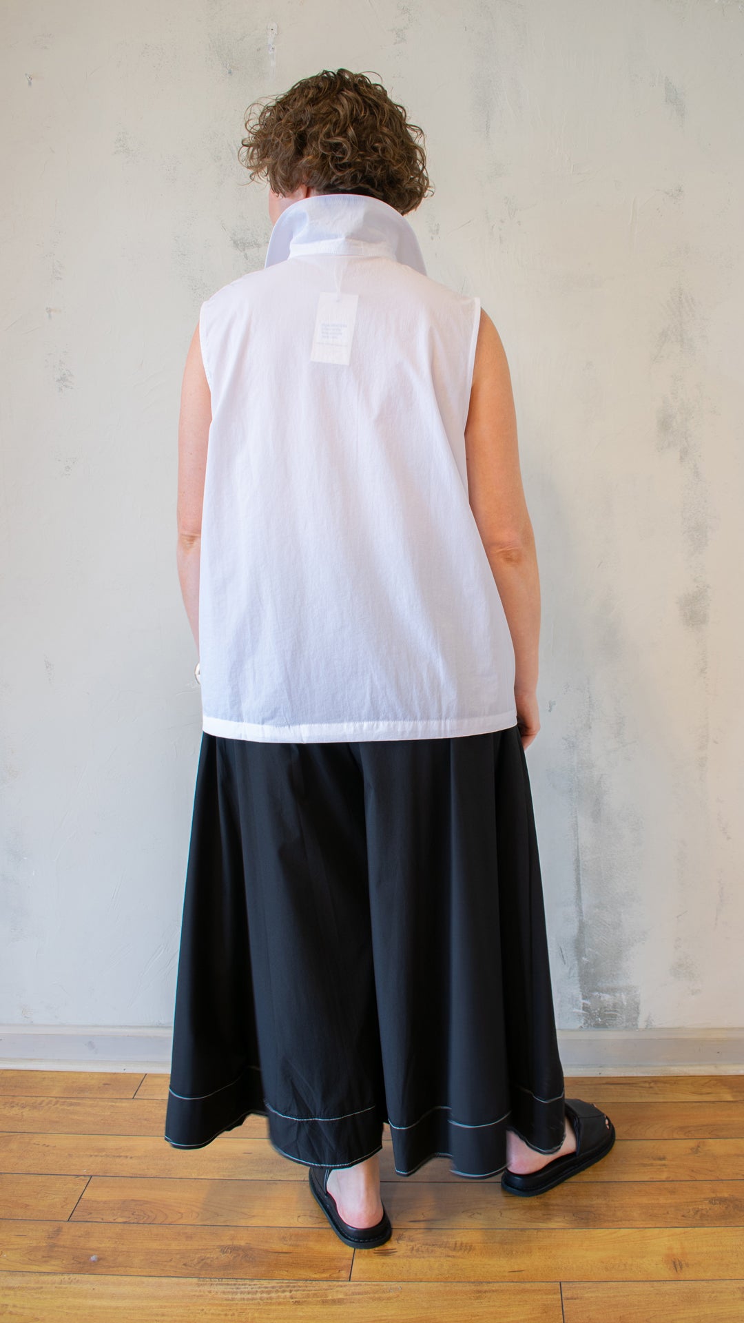 Pleated White Vest