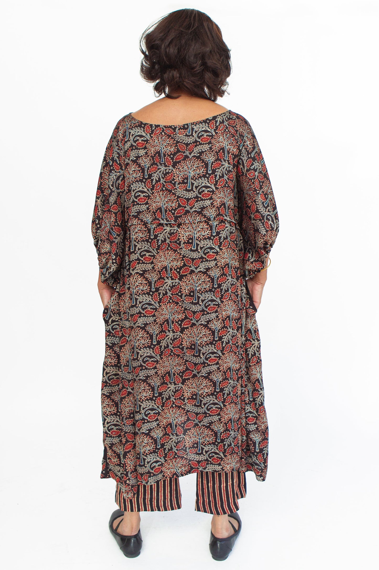 Crinkle Crop Dress in Block Print