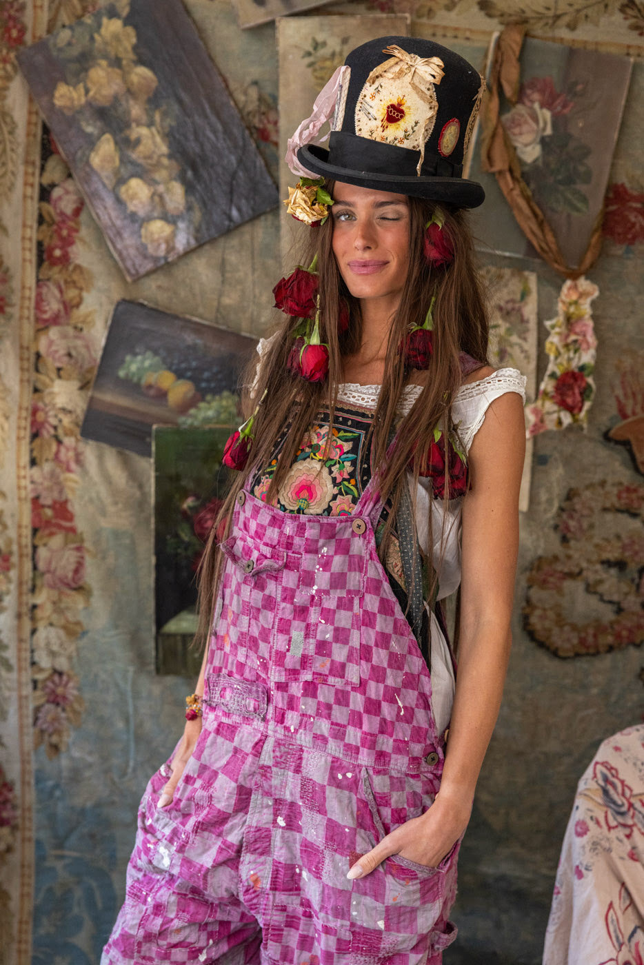 Patchwork Love Overalls in McGee