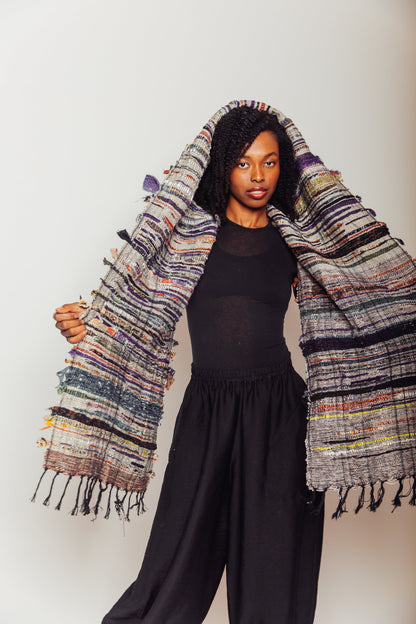 Studio-Woven Zero-Waste Hooded Scarf
