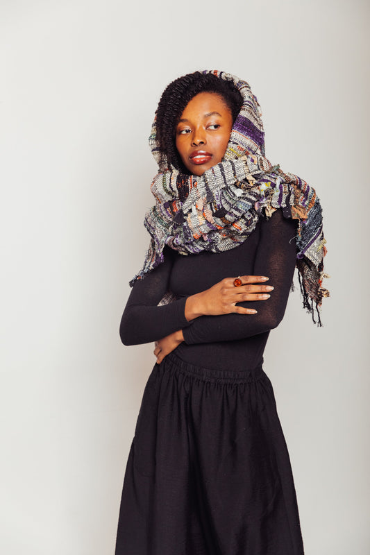 Studio-Woven Zero-Waste Hooded Scarf