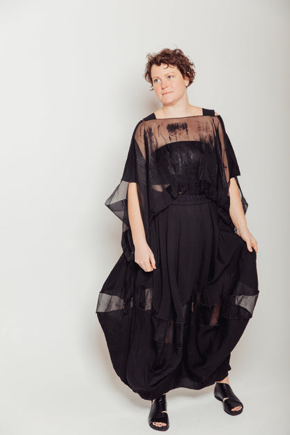 Hand-Painted Silk Organza Midnight Topper