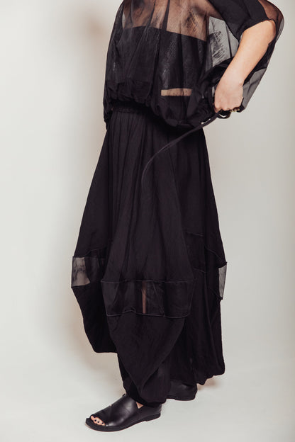 Hand-Painted Silk & Modal Bellows Skirt