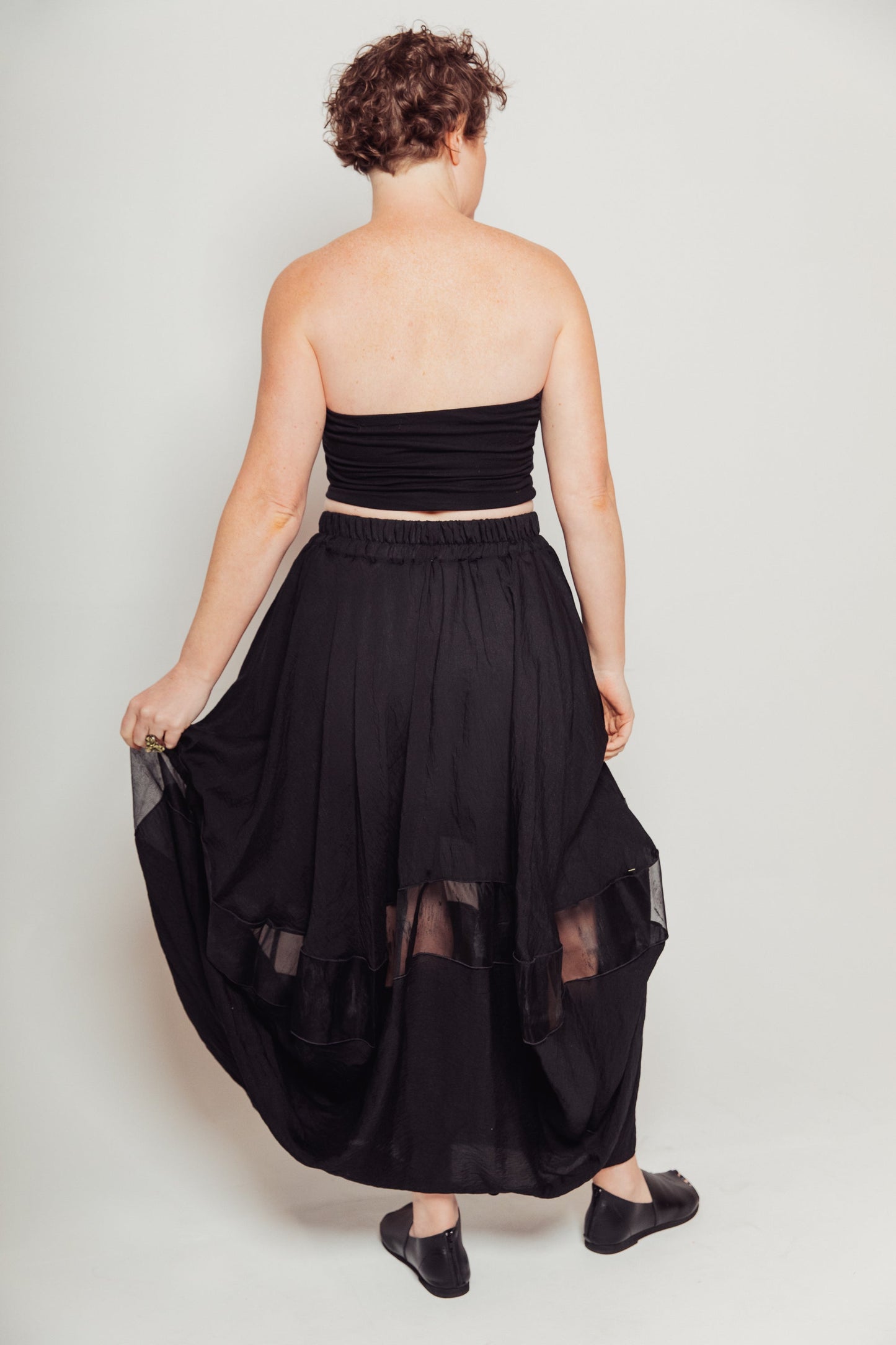 Hand-Painted Silk & Modal Bellows Skirt