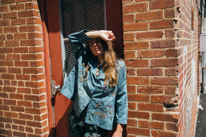 Hand-Painted Artisan Handwoven Quarter Crop Shirt Jacket