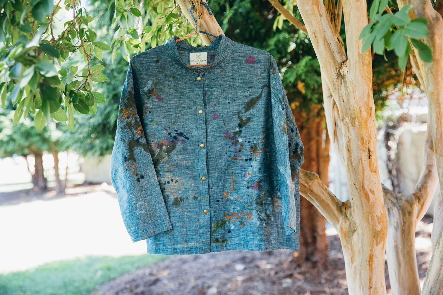 Hand-Painted Artisan Handwoven Quarter Crop Shirt Jacket