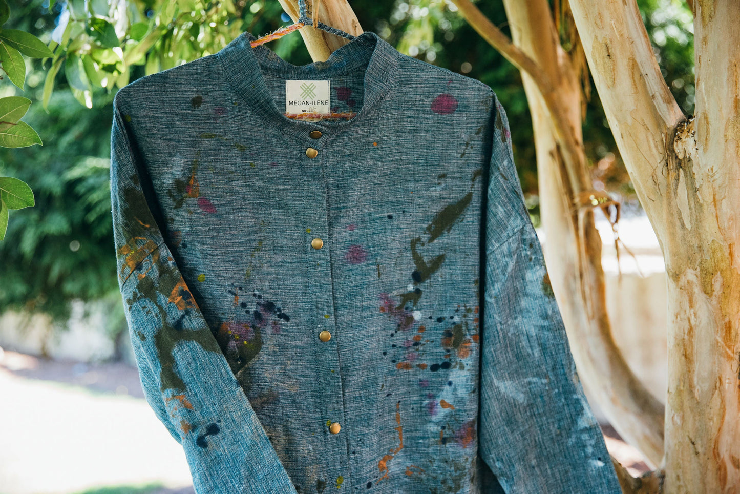 Hand-Painted Artisan Handwoven Quarter Crop Shirt Jacket
