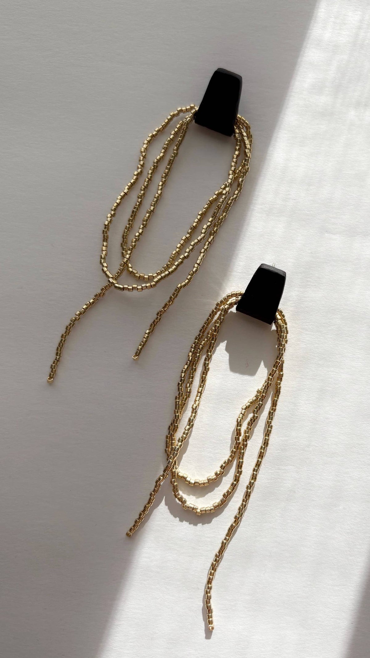 Bliss Beaded Dangle Earrings in Black/Gold