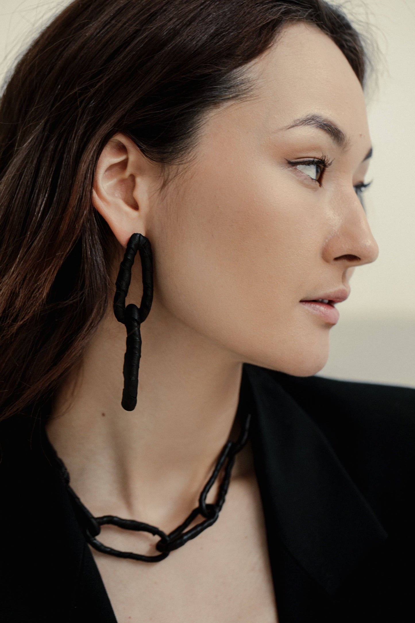Double Link Leather Earrings