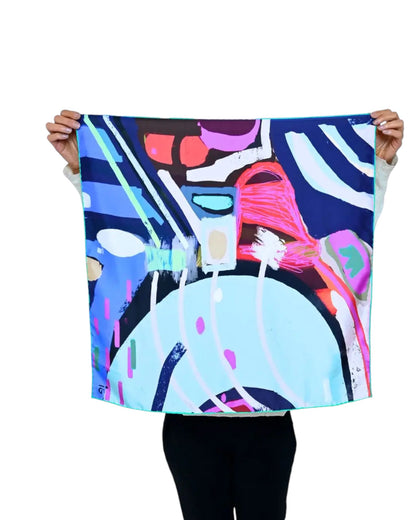 Silk Double Sided Scarf in Midnight Club