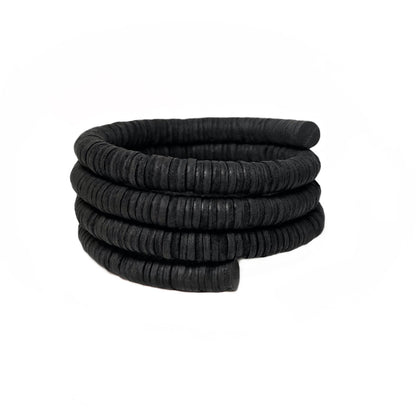 Continuous Coil Leather Cuff Bracelet Black