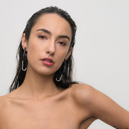 Pearl Twist Leather Earrings