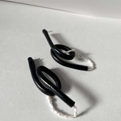 Pearl Twist Leather Earrings