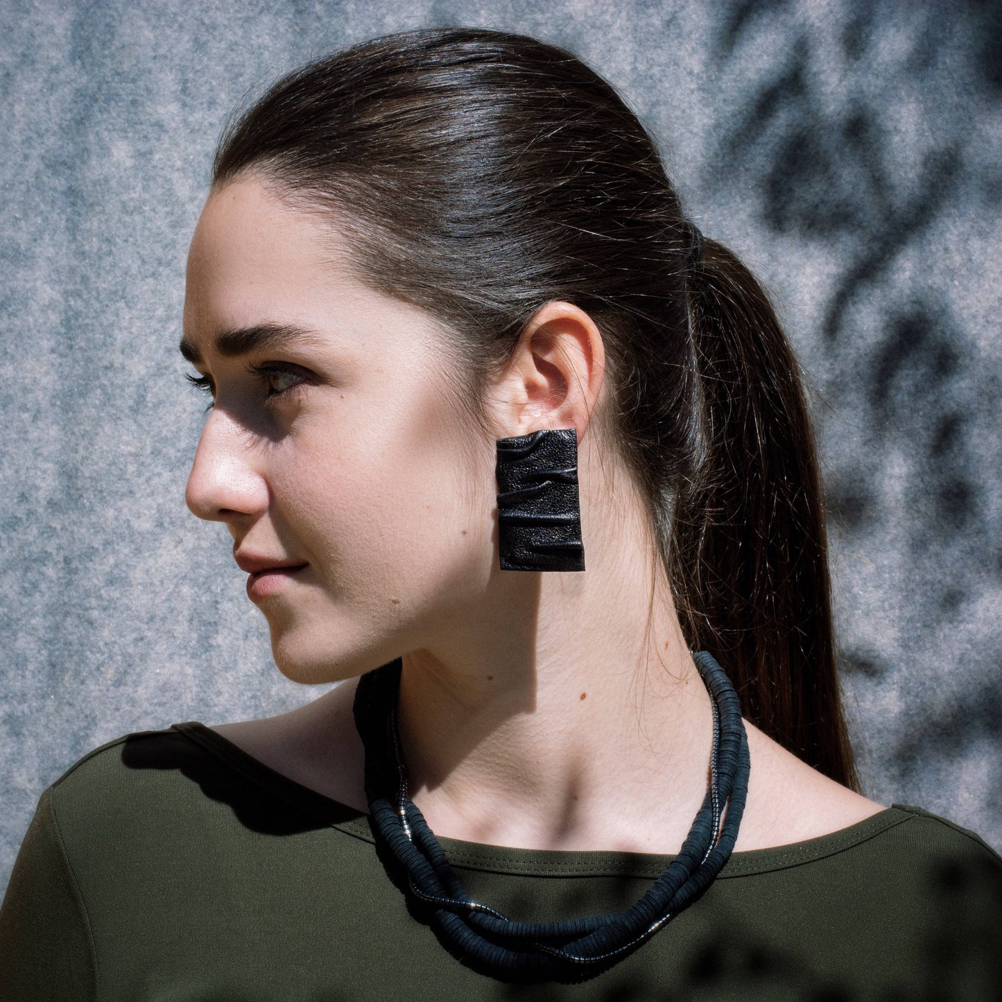 Ripple Leather Stud Earrings