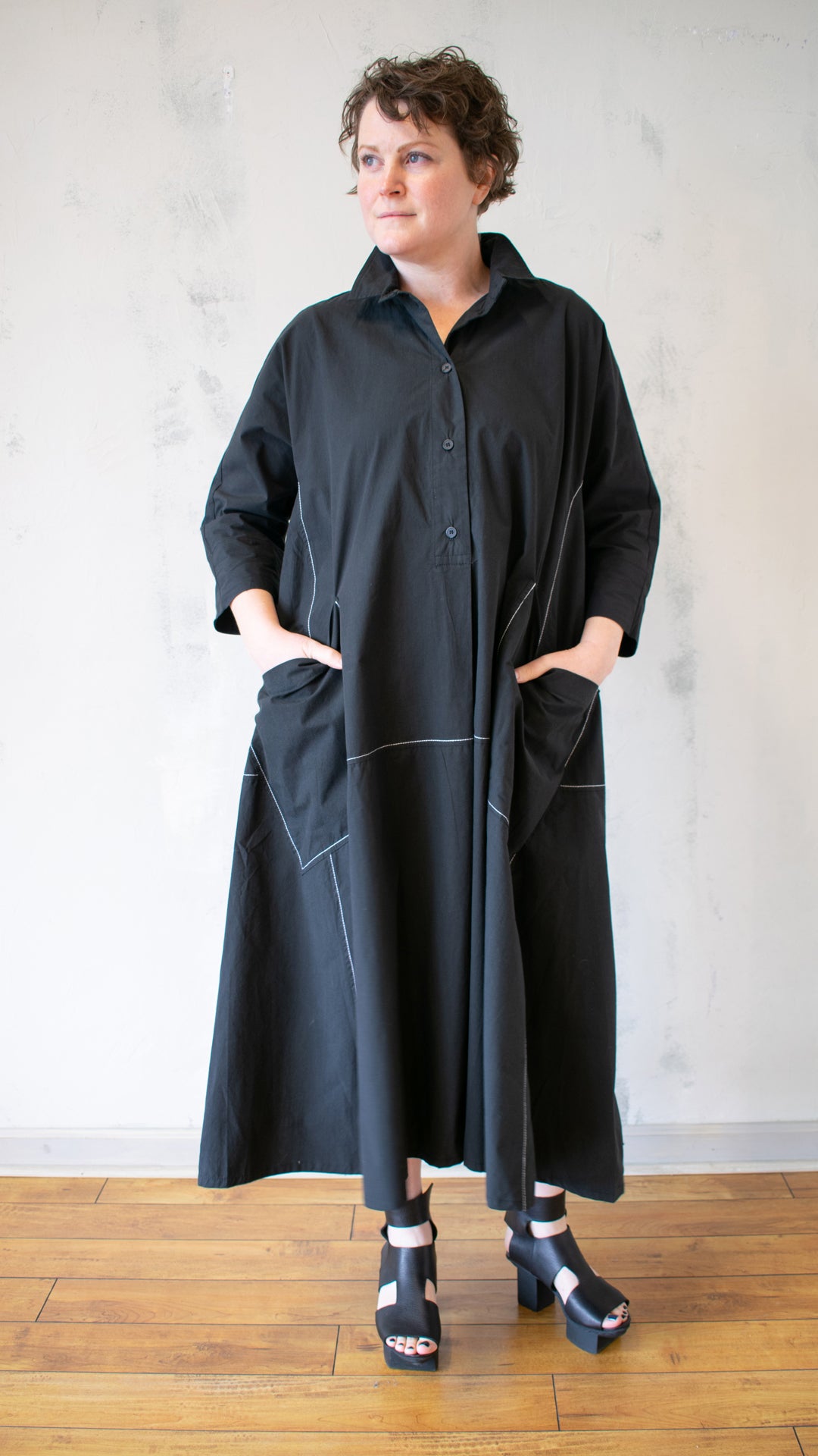 Top Stitch Black Dress