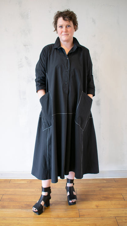 Top Stitch Black Dress