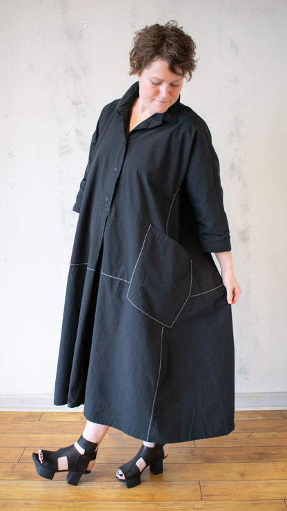 Top Stitch Black Dress