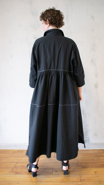 Top Stitch Black Dress