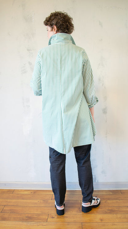 Green Stripe Button Down Tunic