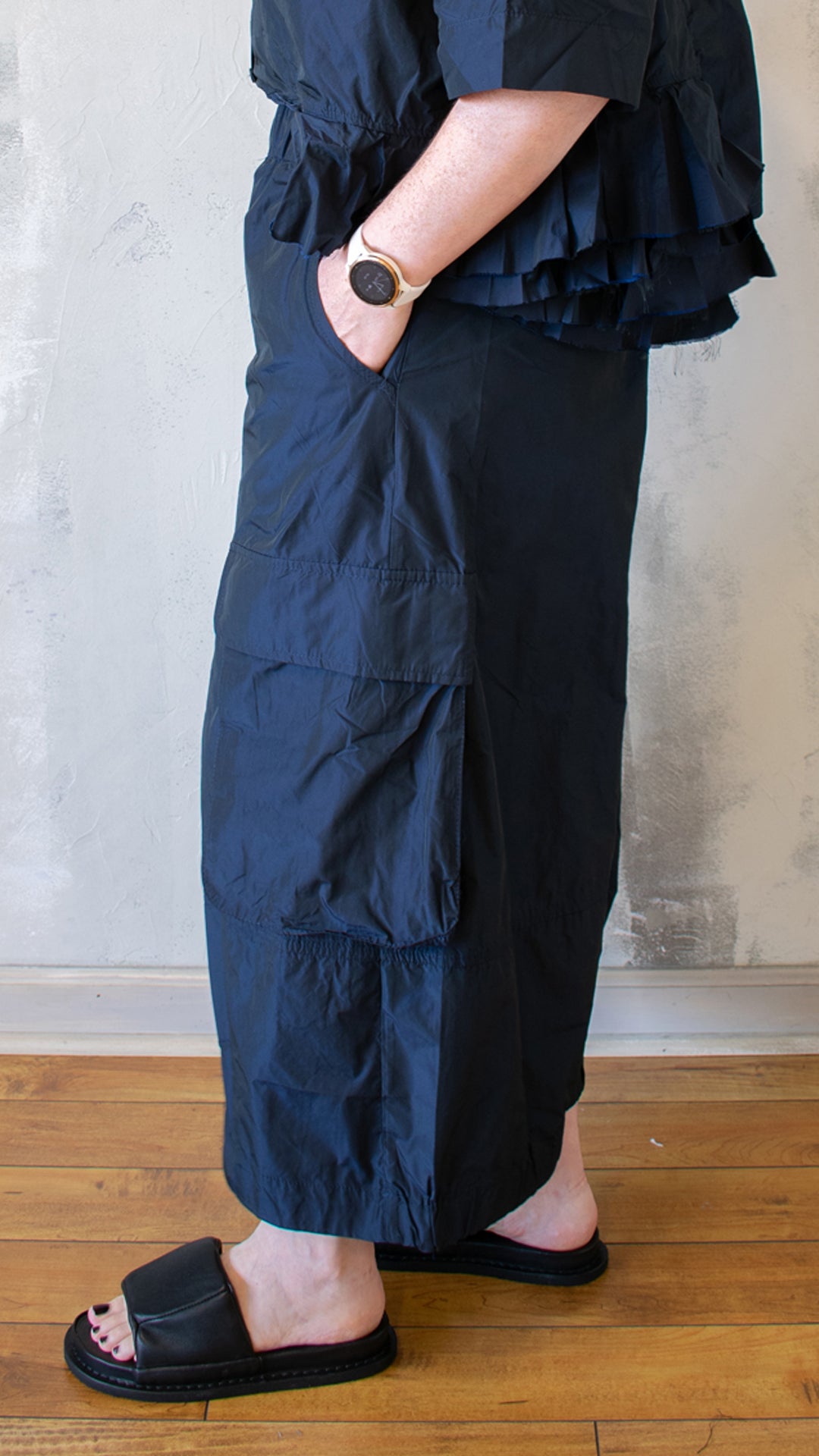 Wide Cargo Pant in Navy