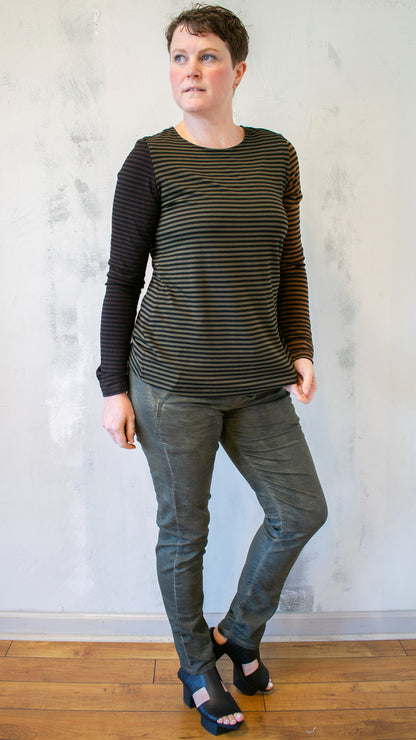 Olive Stripe Layering Tee