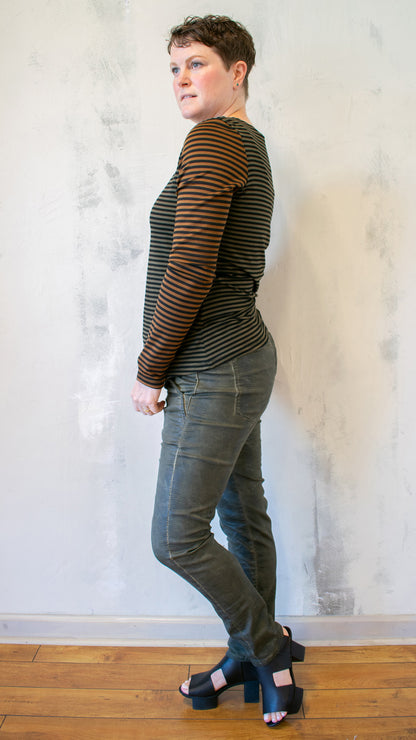 Olive Stripe Layering Tee