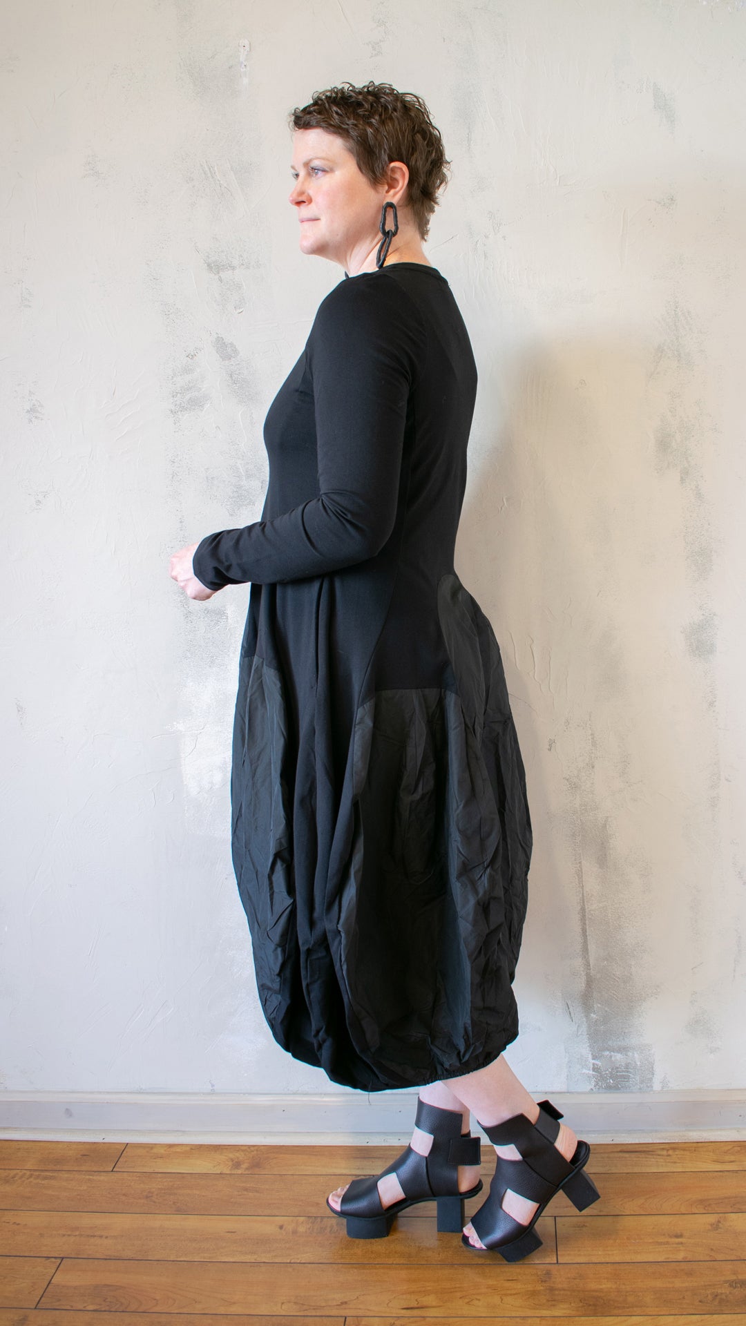 Urban Maxima Crew Cocoon Dress, Black