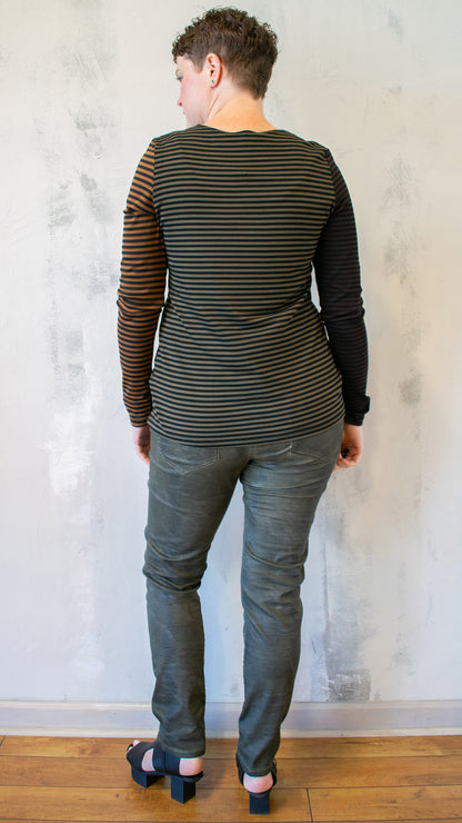 Olive Stripe Layering Tee