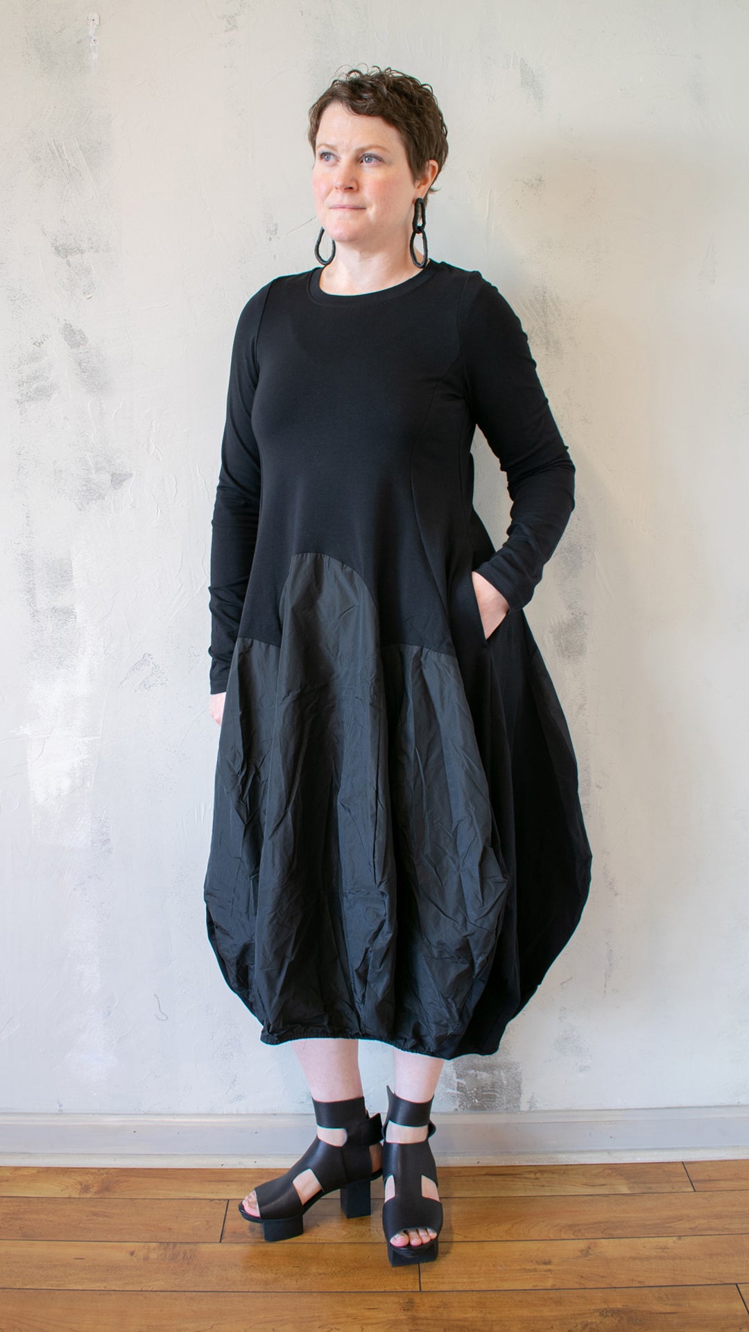 Urban Maxima Crew Cocoon Dress, Black