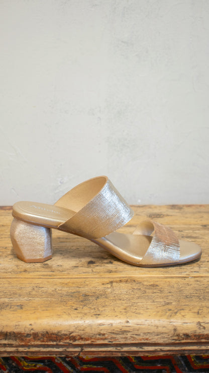 Metallic Double Strap Sandal