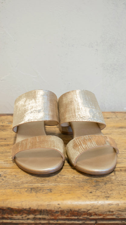 Metallic Double Strap Sandal