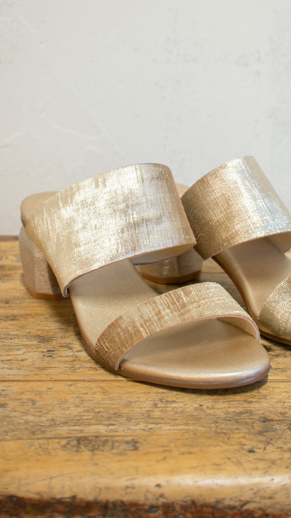 Metallic Double Strap Sandal