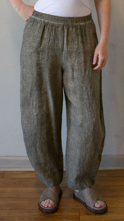 Linen Barrel Pant in Mineral