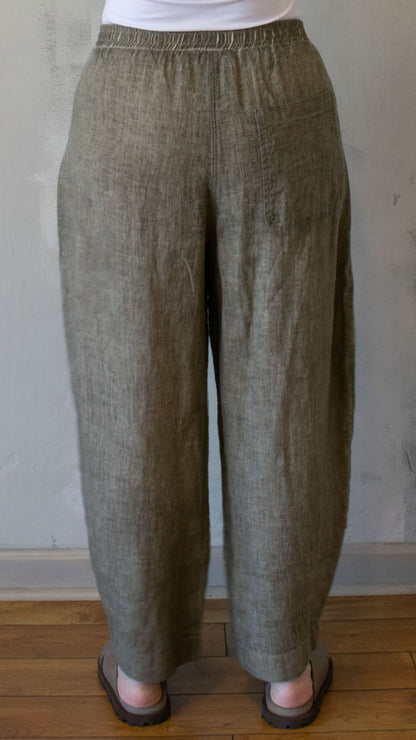 Linen Barrel Pant in Mineral